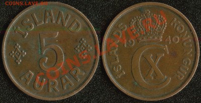 Исландия 5 аурар 1940 до 22:00мск 10.10.13 - Исландия 5 аурар 1940