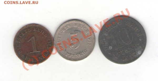 Германия 3 монеты 1911-1917 до 21.01.10 в 21.00 мск - germany