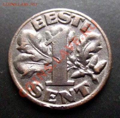 ЭСТОНИЯ 1 сент (1929) до 11.10 (22.00) - Эстония 1 сент (1929) №1 Р