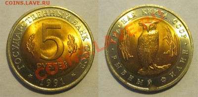 Красная Книга 1991-1993____________  15.10.2013 22-00 - 1991 - 5 рублей. Рыбный филин