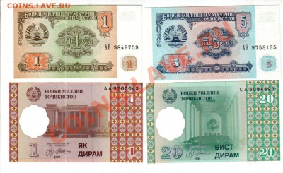 ТОЧИКИСТОН, 4 боны UNC, до 15.10 @ 22:00 - banknote_0991