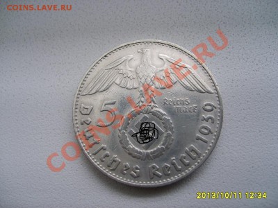 ГЕРМАНИЯ,5 РЕЙХСМАРОК 1939 D(Гинденбург,свастика,Ag)!до12.10 - S6001023.JPG