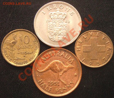 4 монеты 1951 - 1962 (см. фото и описание). До 14.10_22.02мс - 6638