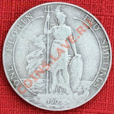Великобритания: Ag-925 флорин 1905 РЕДКИЙ! до 22.10 22 - Флорин 1905-1