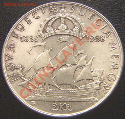 Швеция_памятные 2 кроны 1938; Ag; старт 1 р.; до 21.10_22.00 - 6686