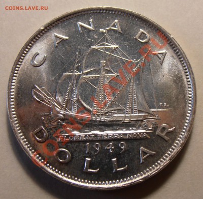 1 $ Канада 1949 год, Парусник, Ag, до 27.10.2013 в 22-00 - 1 доллар 1949 Канада