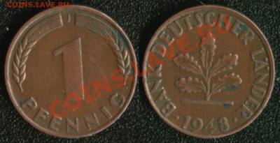 ФРГ 1 пфенниг 1948j до 22:00мск 27.10.13 - ФРГ 1 пфенниг 1948j