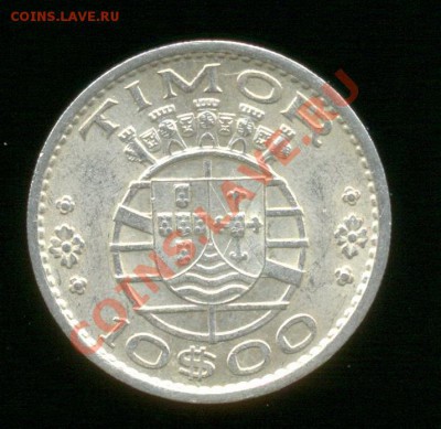 Ag. португал. тимор 10 эскудо 1964. XF+. до 30.10 22.00 - 3