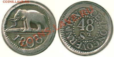 Цейлон 1 rd 1821, 48 st 1808  - на оценку - cey-48st1808