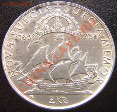 Швеция_памятные 2 кроны 1938. Серебро; до 25.10_22.02мск - 6758