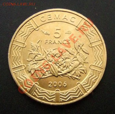 КФА восточн. (Ценр.Африка) 5 франков (2006) до 29.10 (22.00) - КФА восточн. (Центр. Африка) 5 франков (2006) А