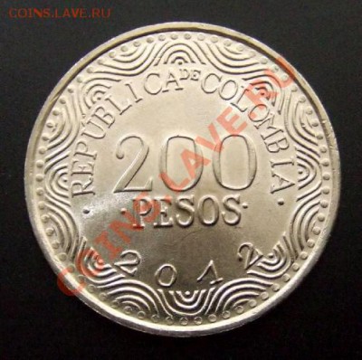 КОЛУМБИЯ 200 песо (2012) Попугай до 29.10 (22.00) - Колумбия 200 песо (2012) Попугай Р