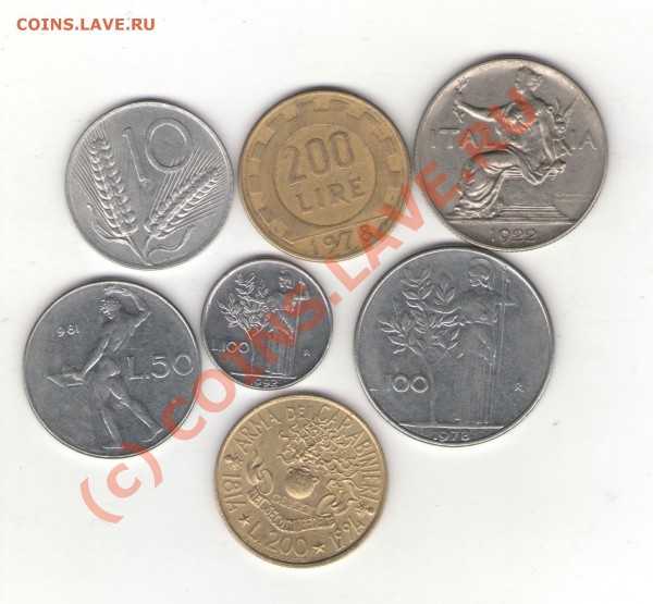 Италия 7 монет 1922-1994 до 25.01.10 в 21.00 мск - italy