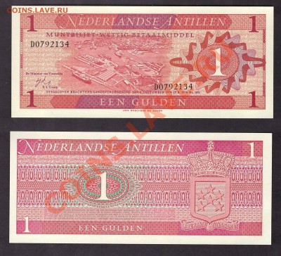 1 гульден Нидерландские Антилы1970 UNC до 22-00 мск 31.10.13 - 1 гульден  Нидерландские антилы. 1970