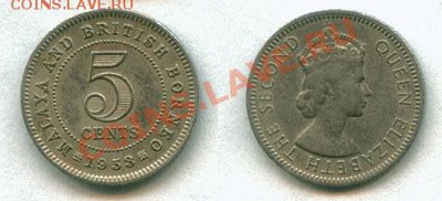 Лот монет Бр. Борнео до 03.11.13 г. - MBBorneo 5ц 1953