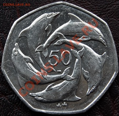 ГИБРАЛТАР - 50 пенсов 2003 - Дельфины - до 5 ноября - 968