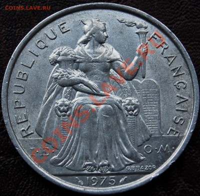 ФРАНЦ. ПОЛИНЕЗИЯ - 5 франков 1975 - до 5 ноября - 971