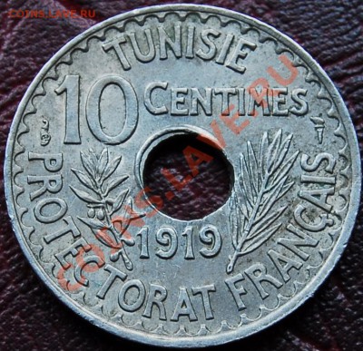 ФРАНЦУЗКИЙ ТУНИС - 10 сантимов 1919 - до 9 ноября - 160