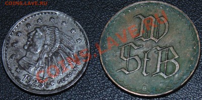 Жетон с орлом и индейцем, 1923 и Австрия, транспортный, 1938 - DSC01801.JPG