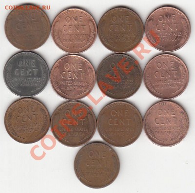 1 цент США 1916 - 1957 13 шт. до  в 22.00 7.11 - IMG