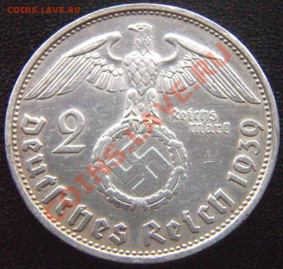 Германия (3-й Рейх)_2 рейхсмарки 1939(В); Ag; до 05.11_22.02 - 6836