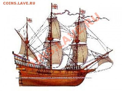 Монеты с Корабликами - галеон Золотая Лань