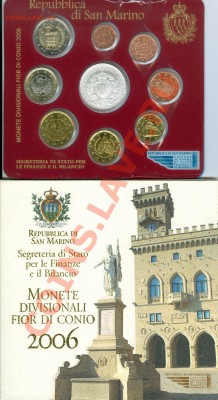Евронаборы Сан Марино, монеты Ватикана - 2006