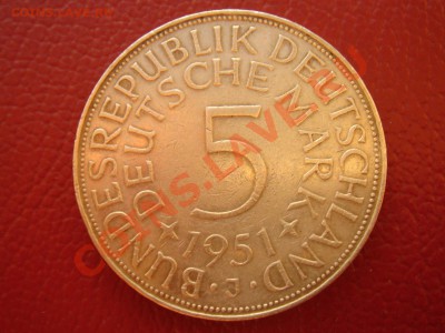 Германия (ФРГ): Ag-625 5 марок 1951 J до 11.11.13, 22-00 - Германия 5 марок 1951-1.JPG