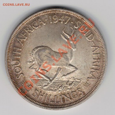 Ag Ю.Африка 5 шиллингов 1947 Кор.визит 11.11 в 22ч (7168) - 5-юар47а