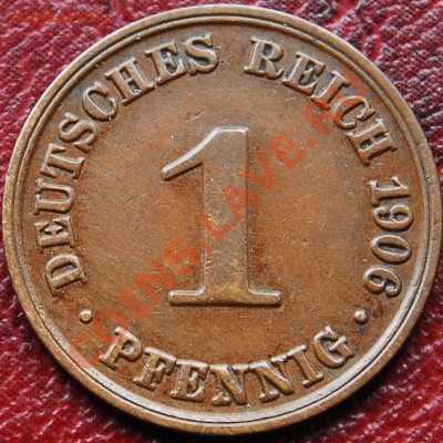 ГЕРМАНИЯ - 1 пфениг 1906 А - до 11 ноября - 351
