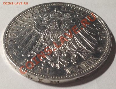 Бавария. 3 марки 1914. Людвиг III, Ag 900, до 12.11. 22:30 - 2
