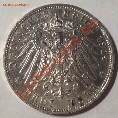 Бавария. 3 марки 1914. Людвиг III, Ag 900, до 12.11. 22:30 - 4