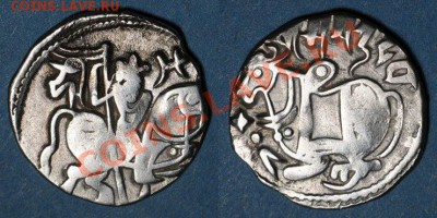 Индия? монета с коровой и всадником - combined49028