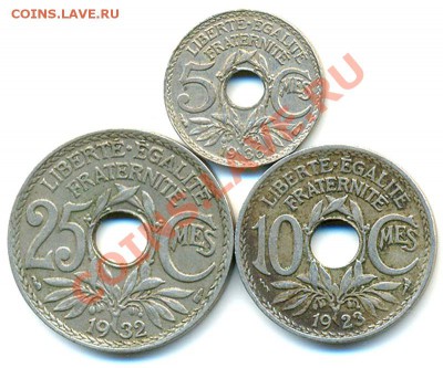 Три старые французские монеты 1923 - 1936; до 09.11_22.10мс - 6837