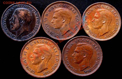 БРИТАНИЯ Фартинги 1917-40-42-43-45 5 шт. до 14.11 22:30 мск. - 5-farth-2