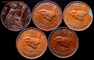 БРИТАНИЯ Фартинги 1917-40-42-43-45 5 шт. до 14.11 22:30 мск. - 5-farth-1