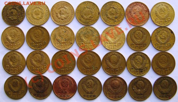 3 коп 1928-1975 года разные 28 шт. до 28.01.10 22-00 - 3 коп A