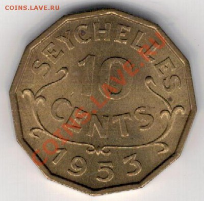 СЕЙШЕЛЫ 10 ЦЕНТОВ 1953 ДО 14.11 В 22.00МСК (Г) - 4г-сей53а