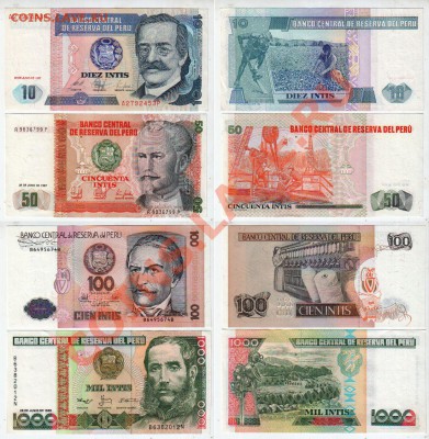 ПЕРУ, 10+50+100+1000 интис UNC (1987-88), до 15.11 @ 22:00 - banknote_1110