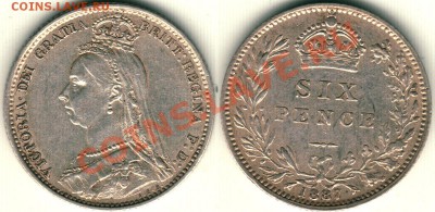 2 пенса 1839, 6 пенсов 1887 - на оценку - GB-6p-1887