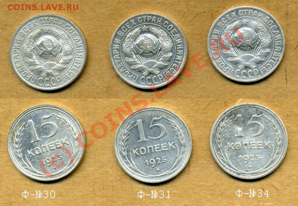 15 копеек 1925. 9 разновидностей. До 31.01.10.  22-00. - 15-3