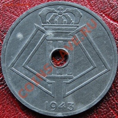 БЕЛЬГИЯ - 25 сантимов 1943 - Оккупация - Цинк - до 21 ноября - 645