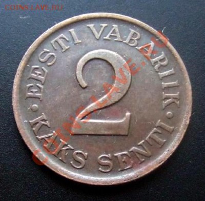 ЭСТОНИЯ 2 сенти (1934) до 19.11 (22.00) - Эстония 2 сенти (1934) №7 Р