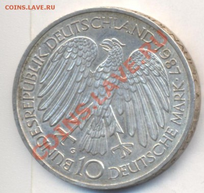 ФРГ 10 марок 1987 г.  G Римский договор. До 21.11.13 г. 22-0 - Фрг 10 марок 1987 г. G 30 лет Римскому договору.1