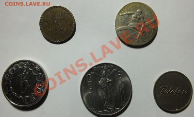 Оцените - опознайте жетоны. Швейцария, Италия, Чехия - w1