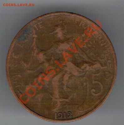 ФРАНЦИЯ 5 САНТИМОВ 1912 ДО 21.11 В 22.00МСК (Д) - 4д-фр12а