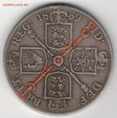 Ag Великобритания двойной флорин 1889 до 25.11 в 22ч (7254) - 5-вел-дв.фл89а