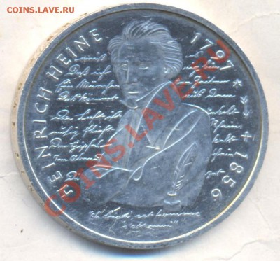 ФРГ 10 марок 1997 г. D  Г.Гейне  27.11.13 г. 22-00 МСК . - ФРГ 10 марок 1997 D