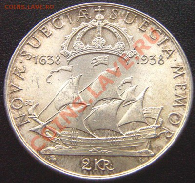 Швеция_памятные 2 кроны 1938. Серебро; до 25.11_22.18мск - 6966