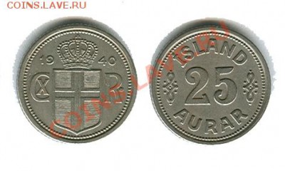 Исландия 25 эре 1940 до 22.00 мск 29.11.2013 - исландия 25 эйре 1940